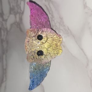 2pc Rainbow Glass Owl carving